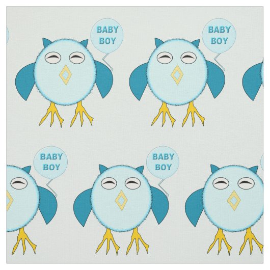 Cute Blue Baby Owl Patterned Fabric Stof (Swatch)