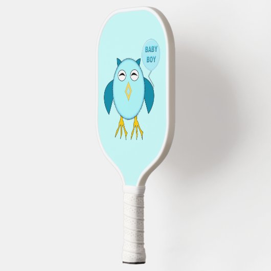 Cute Blue Baby Owl Pickleball Paddle (Links)