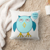 Cute Blue Baby Owl Pillow Kussen (Deken)