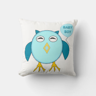 Cute Blue Baby Owl Pillow Kussen