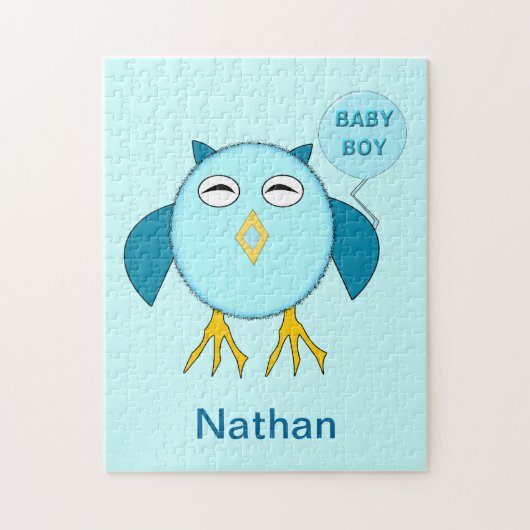 Cute Blue Baby Owl Puzzle Legpuzzel (Verticaal)