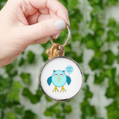 Cute Blue Baby Owl Sleutelhanger (Hand)