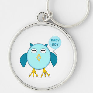Cute Blue Baby Owl Sleutelhanger