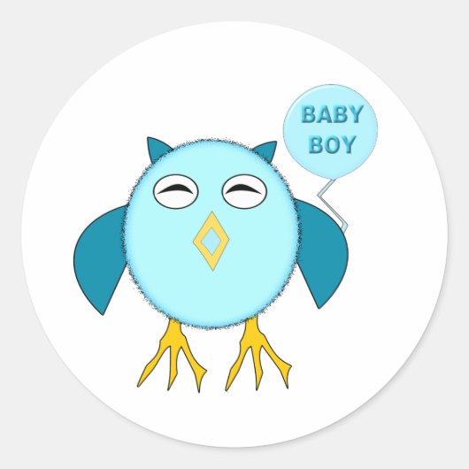 Cute Blue Baby Owl Stickers (Voorkant)