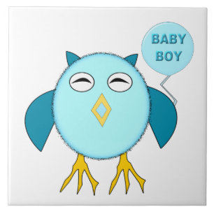Cute Blue Baby Owl Tegel Tegeltje