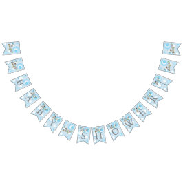 Cute Blue Baby Owls Baby shower Vlaggetjes