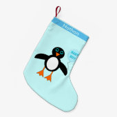 Cute Blue Baby Penguin Custom Kleine Kerstsok (Voorkant (Hangend))