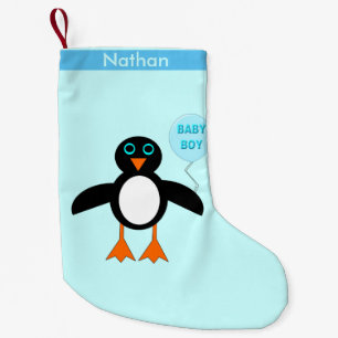 Cute Blue Baby Penguin Custom Kleine Kerstsok