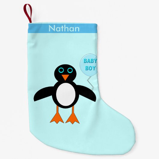 Cute Blue Baby Penguin Custom Kleine Kerstsok (Voorkant)