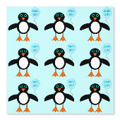 Cute Blue Baby Penguin Patterned Behang (Voorkant)