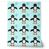 Cute Blue Baby Penguin Patterned Behang (Afrollen)