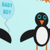 Cute Blue Baby Penguin Patterned Behang (Zoom)