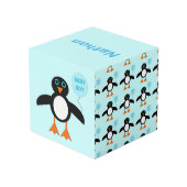 Cute Blue Baby Penguin Personalized Kubus (Achter hoekig)