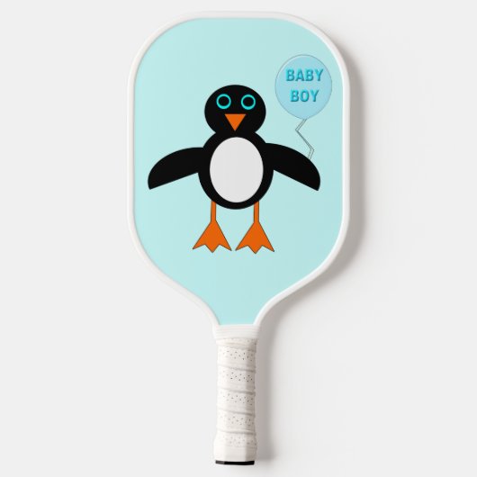 Cute Blue Baby Penguin Pickleball Paddle (Achterkant)