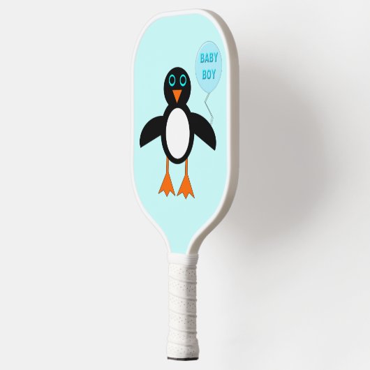 Cute Blue Baby Penguin Pickleball Paddle (Links)