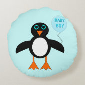Cute Blue Baby Penguin Pillow Rond Kussen (Achterkant)