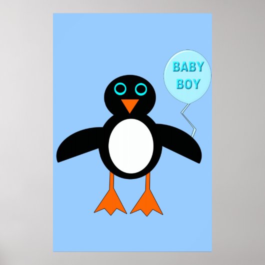 Cute Blue Baby Penguin Poster (Voorkant)