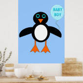 Cute Blue Baby Penguin Poster (Keuken)