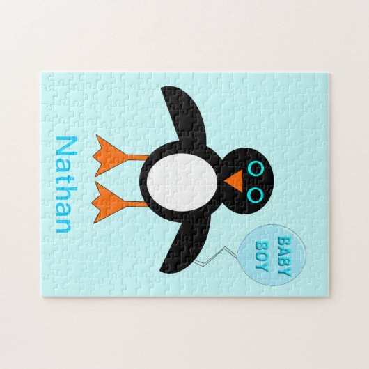 Cute Blue Baby Penguin Puzzle Legpuzzel (Horizontaal)