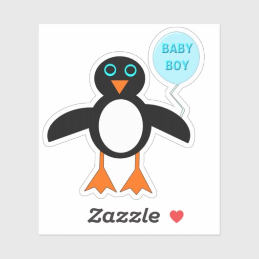 Cute Blue Baby Penguin Shaped Sticker (Vel)