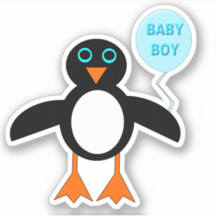 Cute Blue Baby Penguin Shaped Sticker