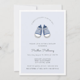 Cute Blue Baby Shoes, Baby shower Kaart