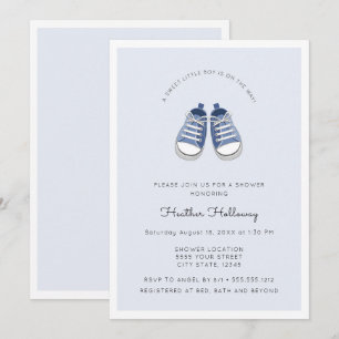 Cute Blue Baby Shoes, Baby shower Kaart