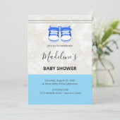 Cute Blue Baby Shower Invitation – Baby Boy Custom Kaart (Staand voorkant)