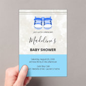 Cute Blue Baby Shower Invitation – Customizable  Acryl Uitnodigingen (Insitu (Draagbaar))