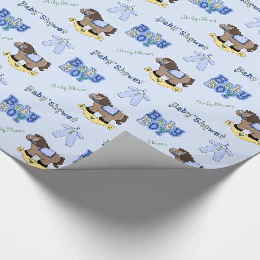 Cute Blue Baby shower Wrapping Paper Cadeaupapier (Hoek)