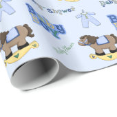 Cute Blue Baby shower Wrapping Paper Cadeaupapier (Rol Hoek)