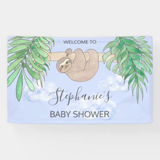 Cute Blue Baby Sleuth Baby shower Spandoek (Horizontaal)
