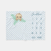 Cute Blue Baby Sloth Baby Milestone Fleece Deken (Voorkant (Horizontaal))