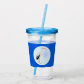 Cute Blue Baby Stork Acryl Drinkbeker (Achterkant)