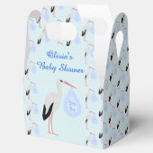 Cute Blue Baby Stork Baby shower Custom Bedankdoosjes (Geopend)