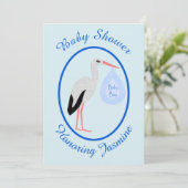 Cute Blue Baby Stork Baby shower Custom Kaart (Staand voorkant)