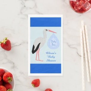 Cute Blue Baby Stork Baby shower Custom Servet