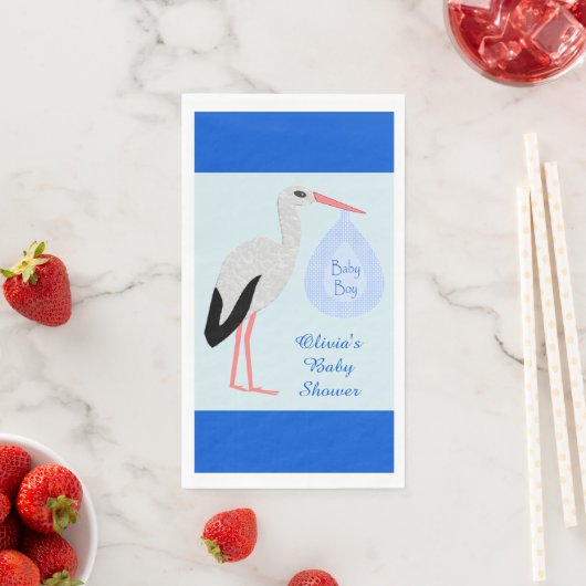 Cute Blue Baby Stork Baby shower Custom Servet (Insitu)