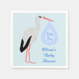 Cute Blue Baby Stork Baby shower Custom Servet