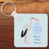 Cute Blue Baby Stork Baby shower Sleutelhanger (Voorkant)