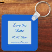 Cute Blue Baby Stork Baby shower Sleutelhanger (Achterkant)