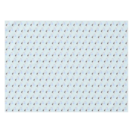 Cute Blue Baby Stork Baby shower Tafelkleed (Voorkant (Horizontaal))