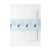 Cute Blue Baby Stork Baby shower Uitnodigingen Wikkel (Voorkant Voorbeeld)
