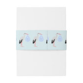 Cute Blue Baby Stork Baby shower Uitnodigingen Wikkel (Achterkant Voorbeeld)