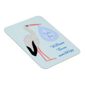 Cute Blue Baby Stork Birth Notice Magneet (Rechterzijde)