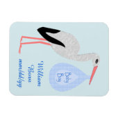 Cute Blue Baby Stork Birth Notice Magneet (Horizontaal)