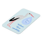 Cute Blue Baby Stork Birth Notice Magneet (Linkerzijde)