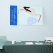 Cute Blue Baby Stork Birth Notice Spandoek (Beurs)