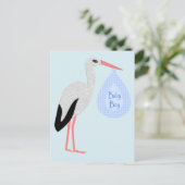 Cute Blue Baby Stork Briefkaart (Staand voorkant)
