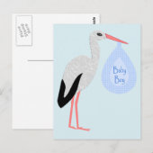 Cute Blue Baby Stork Briefkaart (Voorkant / Achterkant)